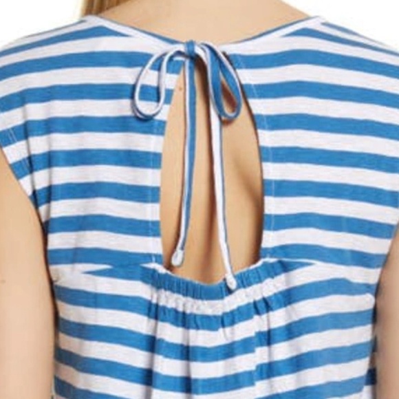 Nordstrom Caslon Top Tank Stripe Keyhole Back Cotton Shirt Blouse Tunic NWOT - Picture 5 of 10
